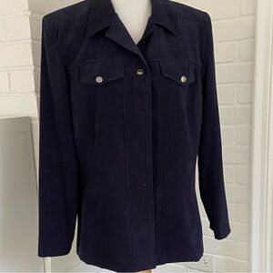 Women's Navy Blue Faux Ultra Suede Oversized  Shirt Size 14